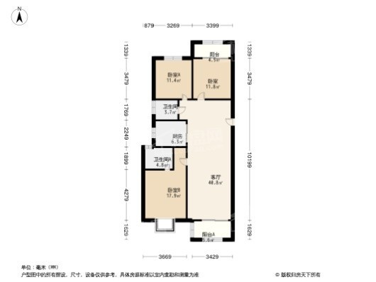 万科·山河道3居室户型图